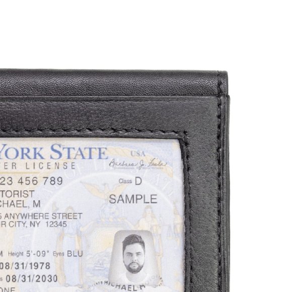 Men Pure Slim Genuine Leather Credit Card Holder, Black - Picture 11 of 15